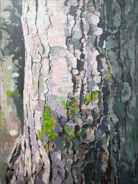 Product Description: secret entrance (red maple tree)</br></br>Ji Ahn Kang</br></br>Acrylic on linen</br></br>30 x 40 inches</br></br>2022</br> secret entrance (red maple tree) - Ji Ahn Kang