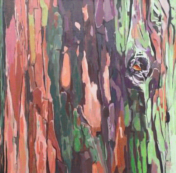 Product Description: Gems in shapes (Hinoki tree)</br></br>Ji Ahn Kang</br></br>Acrylic on linen</br></br>18 x 18 inches</br></br>2022</br> Gems in shapes (hinoki tree) - Ji Ahn Kang