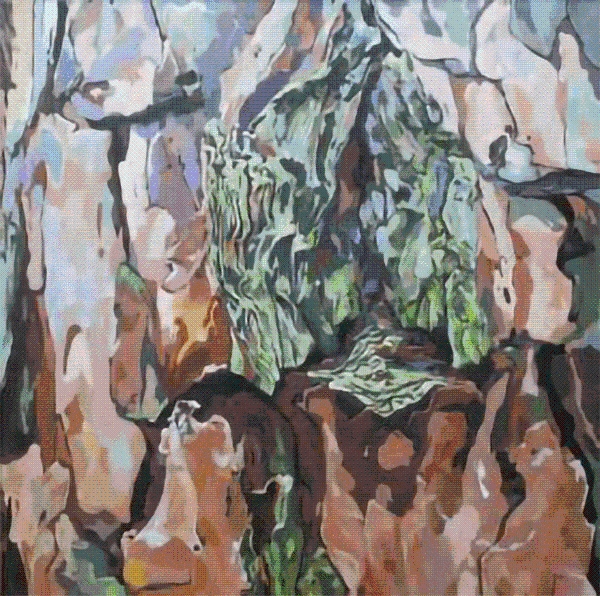 Product Description: taming intense mind (Pine tree)</br></br>Ji Ahn Kang</br></br>Acrylic on linen</br></br>18 x 18 inches</br></br>2022</br> taming intense mind (Pine tree) - Ji Ahn Kang