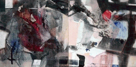 Product Description: Krystal Hart</br></br>Gestation</br></br>24in. x 48in. Diptych</br></br>Walnut ink, NC soil, sumi ink, minerals, pigments, graphite powder, charcoal black, charcoal white, color pencil, oyster shell, sliver leaf, mitsumata, paper craps, on mulberry paper mounted to panel.</br> Gestation