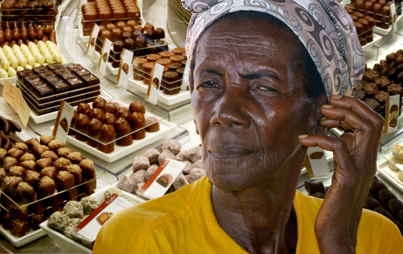 Product Description: I Pick the Beans for your Fine Chocolate</br></br>Photograph: archival pigment ink print on fine art paper</br></br>$400</br></br>21in x 16in</br></br>2007</br> I Pick the Beans for your Fine Chocolate