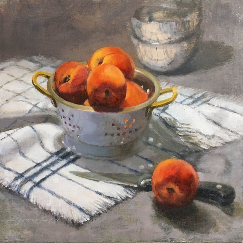Product Description: Summer Temptations</br></br>Katherine Grossfeld</br></br>2021</br></br>Oil on linen</br></br>10x10</br></br>$600</br> SummerTemptations by Katherine Grossfeld