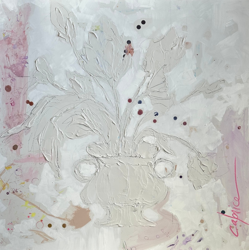 Product Description: a raw sophistication that is approachable</br></br>Caprice McNeill</br></br>2023</br></br>Acrylic, ink, graphite, modeling paste, oil stick</br></br>36in x 36in x 2in</br></br>$2,300</br> a raw sophistication...by Caprice McNeill