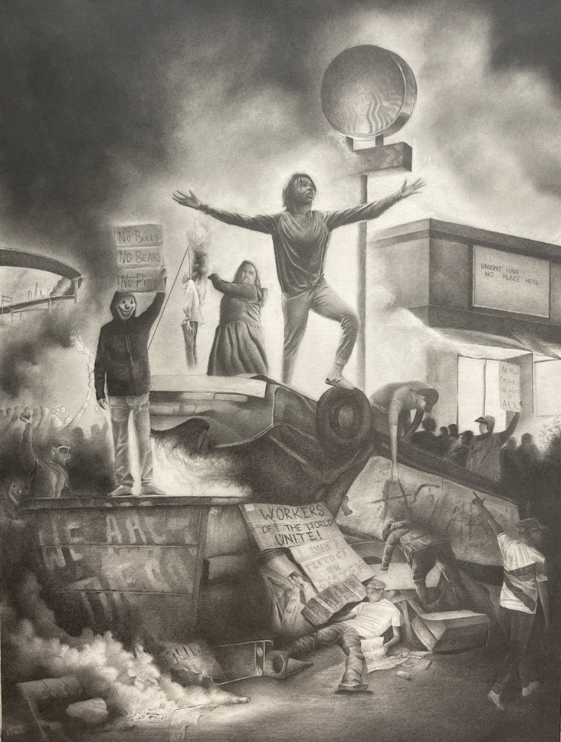 Product Description: Seize The Time</br></br>Cecil Norris</br></br>2023</br></br>Graphite on paper</br></br>18 x 24 inches</br></br>$1,600</br> Seize The Time by Cecil Norris