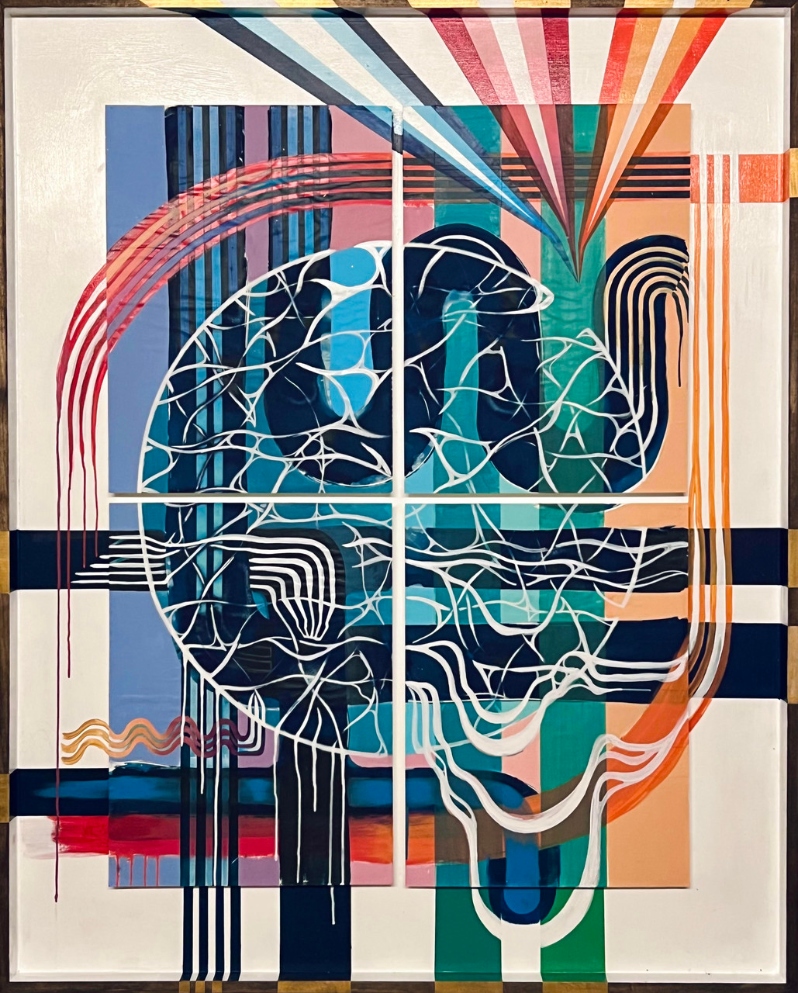 Product Description: Overflow</br></br>Anna Payne</br></br>2023</br></br>cyanotype and acrylic on panel</br></br>62 x 50 inches</br></br>$2,500</br> Overflow by Anna Payne