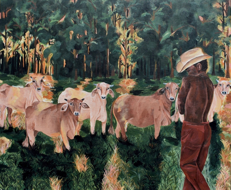 Product Description: Welcome If You Won't Spoil</br></br>Antonia Brown</br></br>2023</br></br>Acrylic on Wood</br></br>24x24</br></br>$1,500</br> Welcome If You Won't Spoil by Antonia Brown