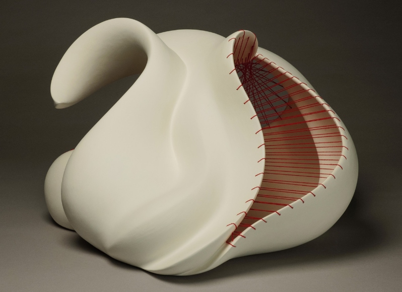 Product Description: Compulsion</br></br>Holly Fischer</br></br>13x20x20</br></br>Ceramic & thread</br></br>2023</br></br>$6000</br> Compulsion by Holly Fischer