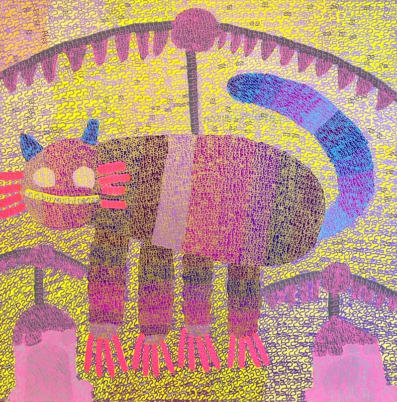 Product Description: The tiger is having a good day because its with the goal feeling 99</br></br>King Godwin</br></br>36x36</br></br>2023</br></br>$3200</br> The tiger is having a good day because its with th