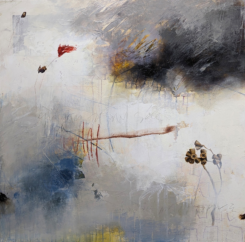 Product Description: Comeback</br></br>Kerry Schroeder</br></br>36in. x 36in.</br></br>2023</br></br>Acrylic, paper, charcoal, pencil, crayon</br></br>$4,400</br> Comeback by Kerry Schroeder