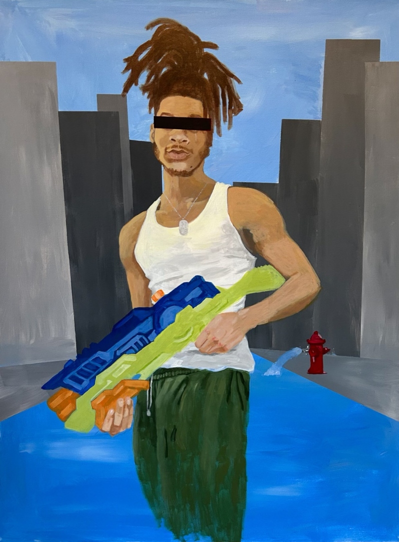 Product Description: The Pawn</br></br>Jay Campbell</br></br>48 x 36 in.</br></br>2021</br></br>Acrylic on canvas</br> The Pawn by Jay Campbell