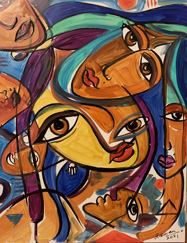 Product Description: Many Faces of Eve by Raman Bhardwaj</br></br>Acrylic on canvas</br></br>2021</br></br>18x24</br> Many Faces of Eve by Raman Bhardwaj