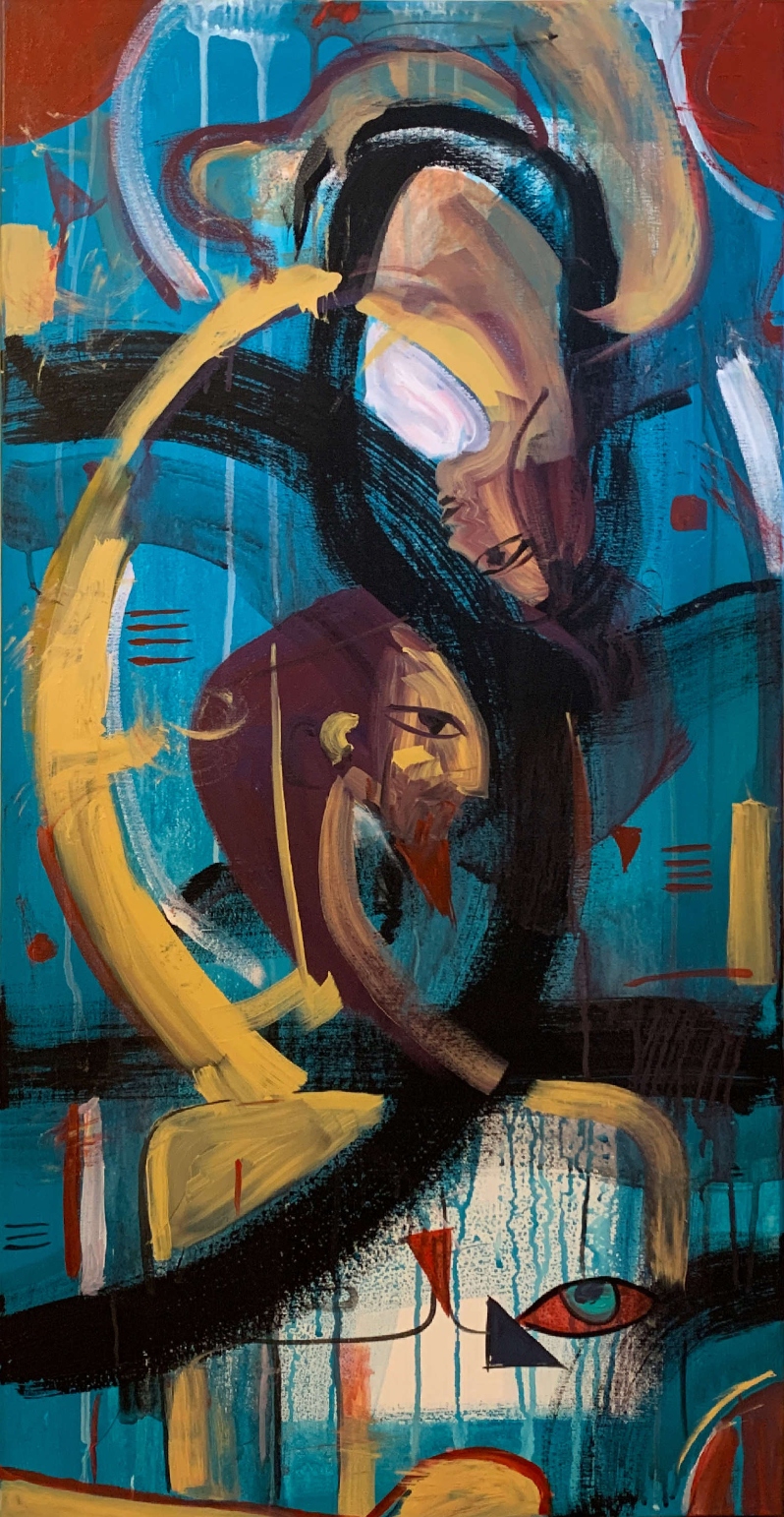 Product Description: Attachment by Raman Bhardwaj</br></br>Acrylic on Canvas</br></br>2021</br></br>20x40</br> Attachment by Raman Bhardwaj