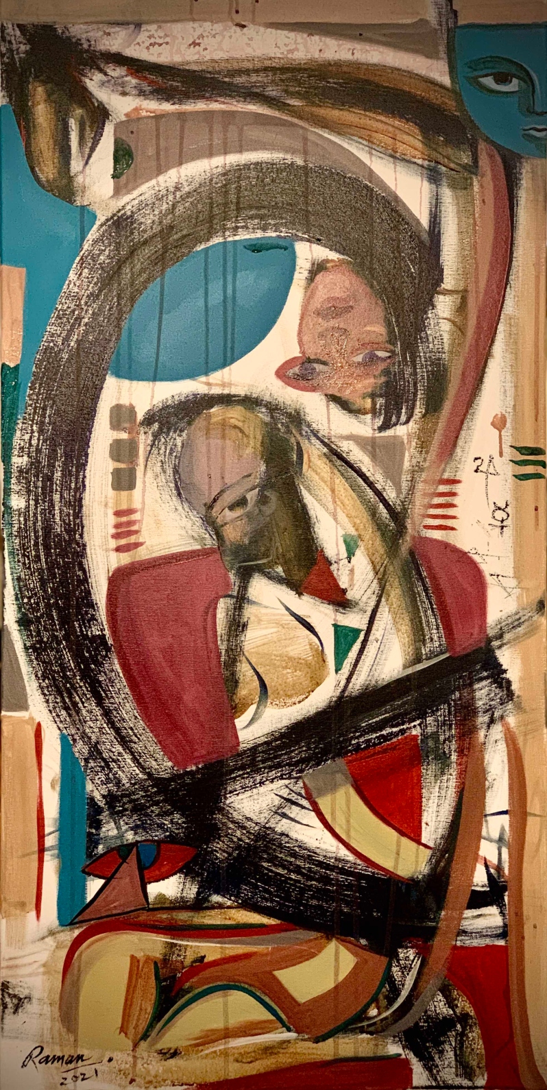 Product Description: Separation by Raman Bhardwaj</br></br>Acrylic on canvas</br></br>2021</br></br>20x40</br> Separation by Raman Bhardwaj