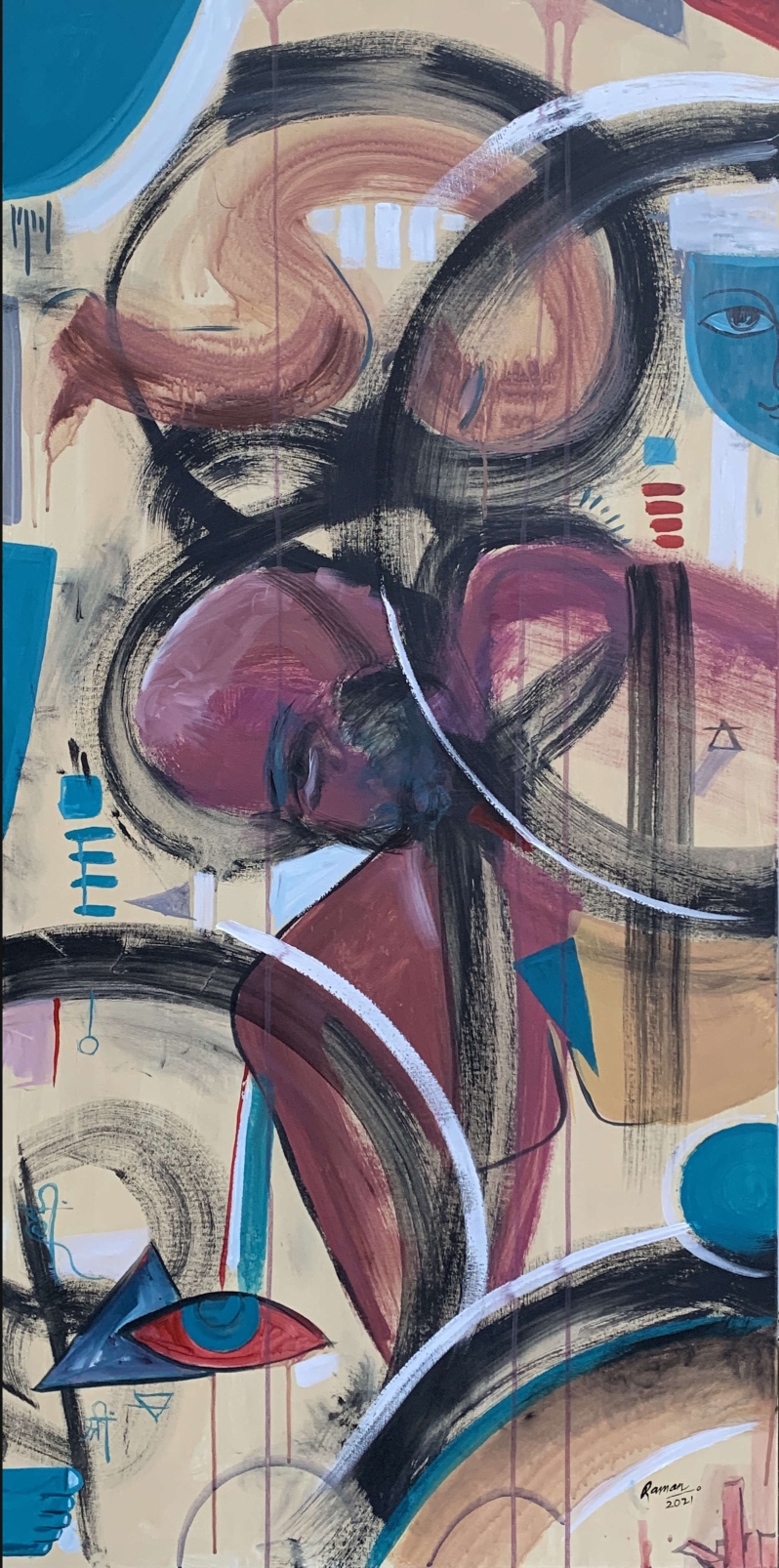 Product Description: Birth by Raman Bhardwaj</br></br>Acrylic on canvas</br></br>2021</br></br>30x60</br> Birth by Raman Bhardwaj