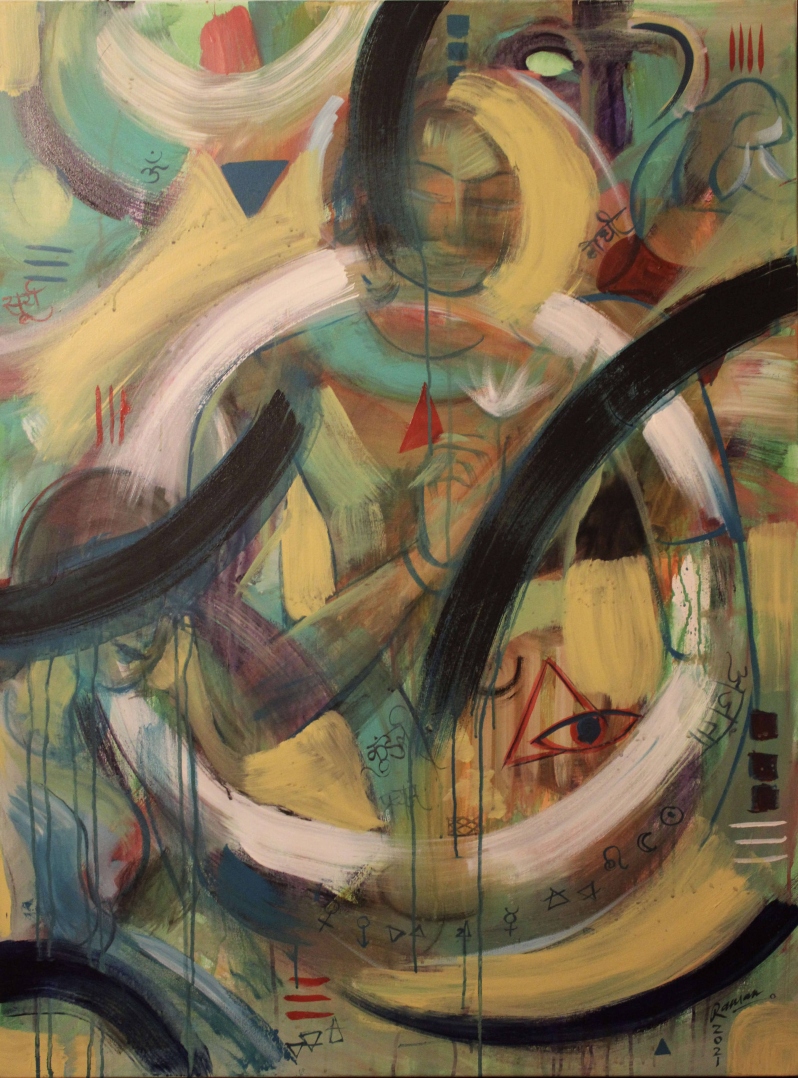 Product Description: Origin by Raman Bhardwaj</br></br>Acrylic on canvas</br></br>2021</br></br>36x48 in</br> Origin by Raman Bhardwaj