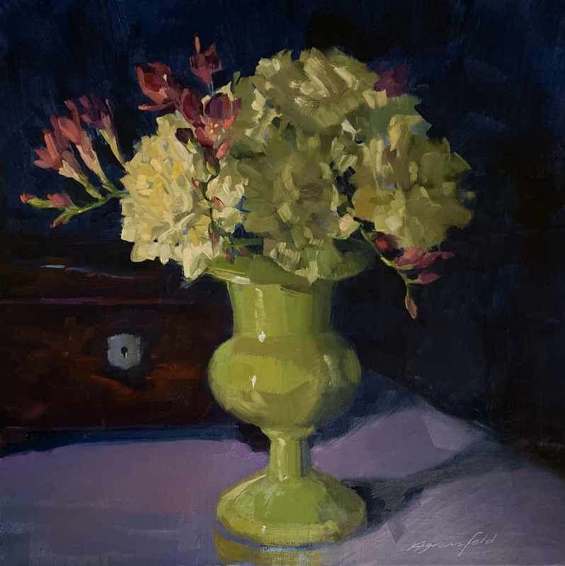 Product Description: Treasure Keeper byKatherine Grossfeld.</br></br>12 x 12"</br></br>Oil on linen</br></br>2023</br></br>850</br> Treasure Keeper by Katherine Grossfeld.